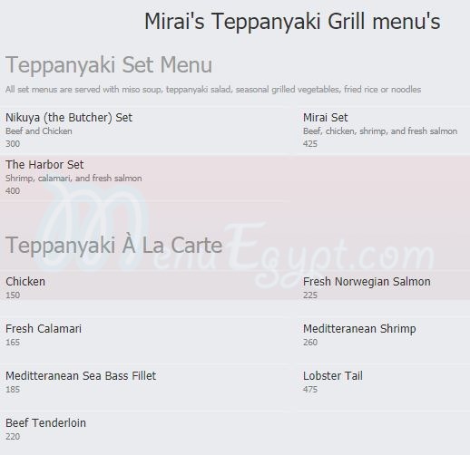 Mirai Restaurant menu Egypt 2